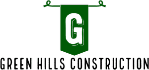 GreenHills-Logo-1 Green banner with a large letter "G" in the center, flanked by decorative swirls on a white background.